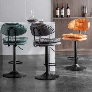 Taburete de Bar Moderno Minimalista con Estructura Cromada y Altura Ajustable para Uso Comercial - Product Image 2