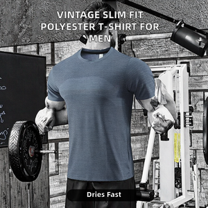 Camiseta Deportiva Vintage para Hombre, Estampada, Lavada, Ajustada, Transpirable, de Secado Rápido, con Diseño Personalizado - Product Image 2
