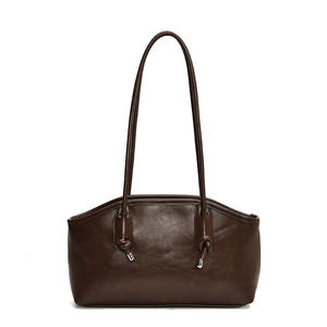 Sac à main en cuir marron de style vintage style minimaliste noeud de corde embelli sac à bandoulière pour femme - Product Image 1