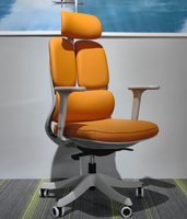 Accoudoir inclinable orange à dossier haut de gamme confortable réglable ergonomique patron exécutif ordinateur bureau chaise en cuir