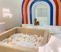 Centre de fête pour enfants, extérieur Commercial, parc rose, gonflable, licorne, maison de rebond avec fosse à balles de jeu souple