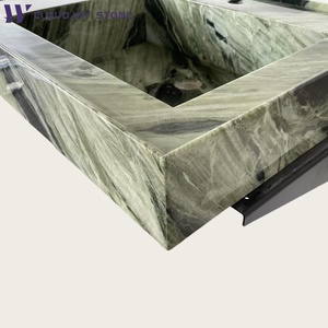 Lavandini <span class=keywords><strong>bagno</strong></span> in marmo verde moderno con rubinetto a foro singolo attacco scolapiatti lucidato per ville alberghi appartamenti - Product Image 2