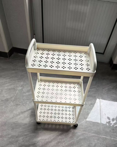 Household Floor-standing Plastic Organizer Rack 3-Tier Portable Dust-proof Moisture-proof <strong>Kitchen</strong> Cart Shelving <strong>Unit</strong> - Product Image 6
