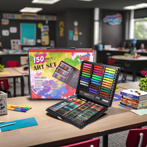 150 Bộ văn phòng phẩm học đường có thể giặt được dành cho trẻ em, dụng cụ vẽ màu nước cho học sinh và cọ vẽ màu - Product Image 4