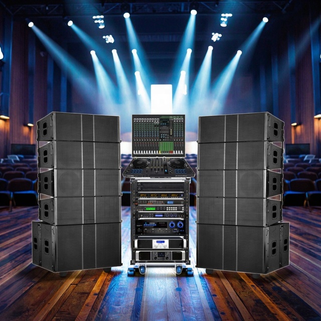 High Quality Passive Neodymium Dual 8 Inch Line Array Wooden Speaker DJ Controller 500W Outdoor Sound System