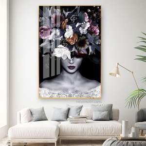 Le donne moderne <span class=keywords><strong>su</strong></span> ordinazione di modo stampano l'arte della parete per i dipinti moderni della porcellana di cristallo di <span class=keywords><strong>vetro</strong></span> <span class=keywords><strong>temperato</strong></span> della parete del salone - Product Image 2