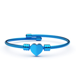 Blank Heart Charm Twisted Cable Wire Cuff <b>Bangle</b> Stainless Steel PVD Gold | Custom Laser <b>Engraving</b> Bracelet - Product Image 5