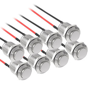 Interrupteur à bouton-poussoir en acier inoxydable/aluminium de 12 mm IP65 avec anneau de protection empêche l'actionnement accidentel - Product Image 1