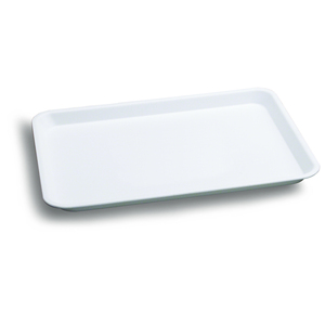 Plateau de service minimaliste à un seul niveau pour cuisine et restauration, 350x250x20mm, blanc, PP sans BPA - Product Image 1