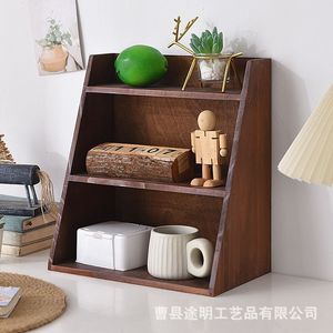 Wooden Desktop Multi Level <b>Shelf</b> 2 Tier Storage <b>Rack</b> For Cosmetic Cup Display Organizer Standing Type Multipurpose - Product Image 3