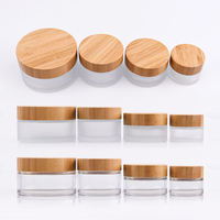 Pot en verre avec couvercle en bambou écologique, finition mate givrée, vide, pour crème, pot cosmétique, bouteille de rangement pour onguent, emballage pour soins de la peau
