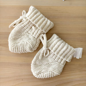 Kare Fonda Rahat Sıcak Organik Pamuklu Örgü Bilek Boyu Patikler, Yenidoğan Bebek, Küçük Çocuk, Erkek ve Kız Çocukları için Giymeli Kapatmalı, Kışlık - Product Image 1