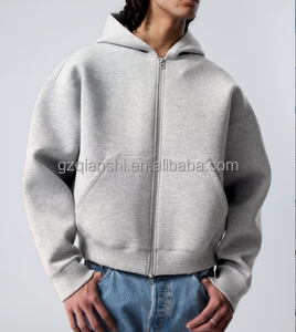 새로운 더블 레이어드 코튼 400 500 Gsm 빈 박시 후디 제조 양털 헤비급 지퍼 후디 크롭 사용자 정의 집업 후디 - Product Image 5