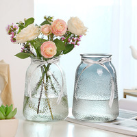 Vase en verre transparent Feuille d'érable style Instagram, luxe léger, pour centre de table de fleurs séchées, salon moderne et minimaliste, vente en gros