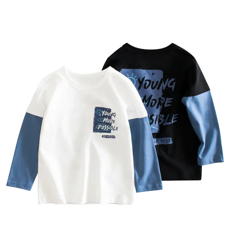 Hot selling long sleeve casual autumn children tops new fashion kids boys cotton T-shirts