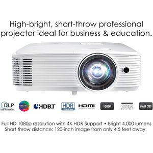 Optoma EH412ST Short Throw 1080P HDR <b>Projector</b> 4000 Lumens Business Education Gaming - Product Image 2