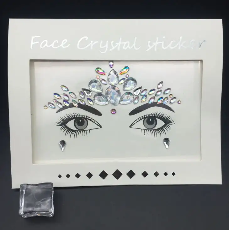 2020 neue Festival Gem Face Juwel Aufkleber Schwarz Strass Festival Diamond Face Gem Aufkleber Acryl Aufkleber