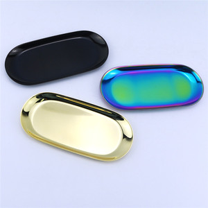 Estuche Ovalado Metálico para Encendedor, Bandeja de Almacenamiento de Lujo, Acabado Negro, Dorado y Arcoíris - Product Image 2