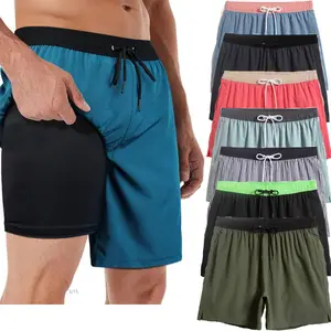מכנסי שחייה קצרים לגברים 2 ב-1 בהתאמה אישית לחדר כושר לקיץ מכנסי ספורט קצרים