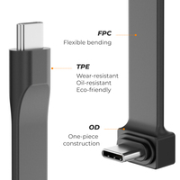 Câble FPC USB-C mâle vers USB-C mâle OEM 90 degrés, transfert de données, vente chaude, charge rapide 4K, gaine en PVC tressée pour caméras vidéo 04