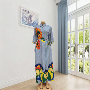 Robe longue turque décontractée pour <span class=keywords><strong>femme</strong></span>, imprimé africain, coupe ample - Product Image 6