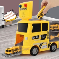 Camion tracteur d'ingénierie à roues libres pour enfants, camion porte-conteneurs, camion de transport, voiture avec 6 véhicules miniatures en métal moulé sous pression