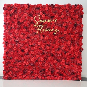 Nouvelle <span class=keywords><strong>tendance</strong></span> 2025, décoration de mariage en rose rouge artificielle, rideau de fleurs enroulable 5D, mur de fleurs - Product Image 2
