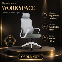 Chaise de bureau ergonomique moderne en maille avec siège pivotant réglable en hauteur et accoudoirs fixes pour espace de travail