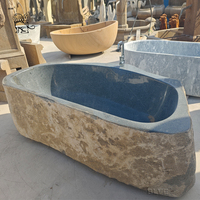 Baignoire autoportante en granit massif de style européen BLVE, baignoire vintage en pierre naturelle pour adultes, baignoire en marbre