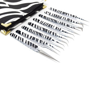 Juego de 8 Pinzas de Acero Inoxidable de Punta Fina para Extensión de Pestañas ZEBRA 2026 LA Elahi & Co ODM OEM Gran Venta - Product Image 4