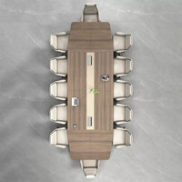 Ensemble de table de réunion Liyu Office Furniture, 6 tables en bois avec roulettes élégantes, blanc, 12 pieds en métal, table de conférence