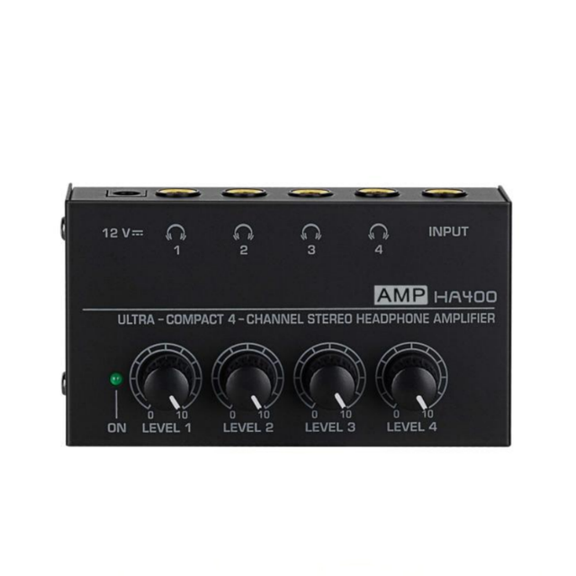 COKYIS HA400 4 Channel Stereo Headphone Amplifier with 6.35mm Metal Interface for Home Studio Monitor Mixer Audio Equipment