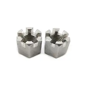 Carbon steel plain Flange Stainless Steel Slotted Round M40 Hex Castle Nut