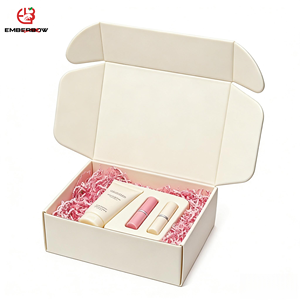 Boîte d'expédition en carton ondulé réutilisable EBB personnalisée avec logo, beige clair, robuste, fermeture avion, recyclable, en papier cartonné pour chaussures - Product Image 1