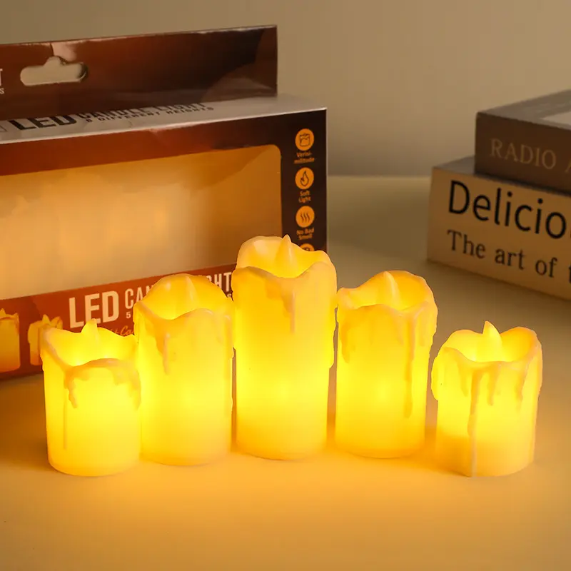 Hot Sale Melting LED Electronic Candle Lights Wedding Birthday Party Decoration Boxed Candles