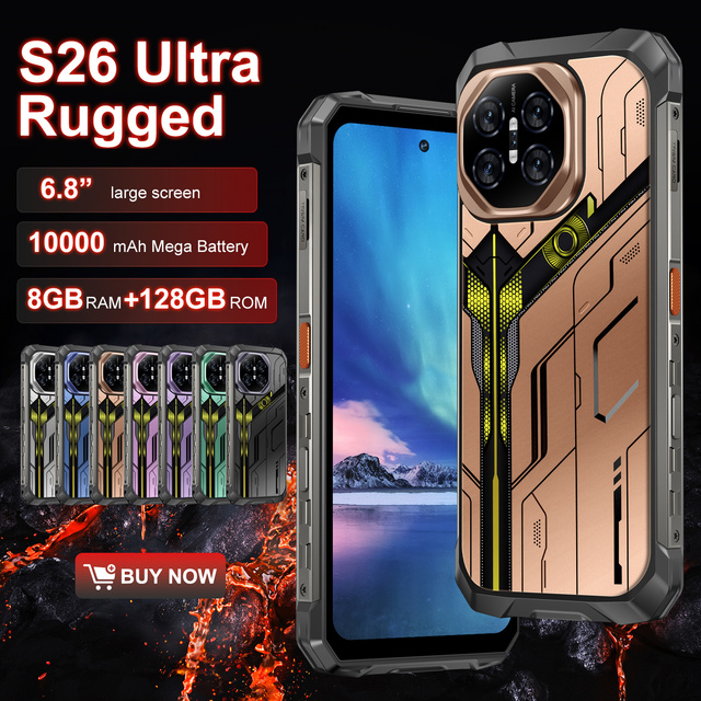 HOT SALE S26 Ultra Rugged Phone 8GB RAM 128GB ROM 68MP+32MP Camera 10000mAh Battery IP68 Waterproof NFC French AMOLED 120Hz