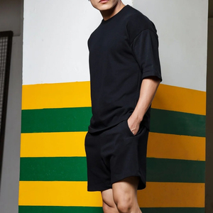 Factory Supplier Wholesale Custom Men's Shorts <b>Set</b> Breathable 100% Cotton Summer Two-Piece <b>Twin</b> <b>Set</b> - Product Image 4