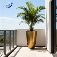 Pot Bunga Vas Dekoratif Mewah Besar Berlapis PE Modern dari Fiberglass Emas yang Tahan Lama dengan Warna yang Dapat Disesuaikan untuk Taman Luar Ruangan dan Rumah