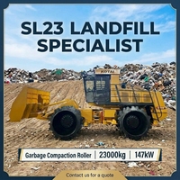 Compacteur de déchets lourds SL23 de 23 tonnes et 200 CV pour décharges, machine à compacter les déchets solides municipaux