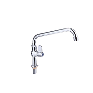 Robinet de cuisine moderne et pratique en laiton chromé, mitigeur à levier unique, débit élevé, poignée lisse, bec rotatif, cartouche céramique - Product Image 1
