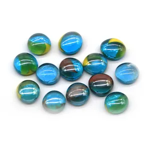 Plaques en verre plat en pierres, décorations de perles de verre bleu et de couleurs mélangées, vase à pierres, gemmes, pour aquarium