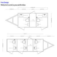 Remorque de toilettes mobiles avec unité de toilettes extérieures portables PROSKY 2,8 m à 2 portes en acier et écologiques pour événements et camping