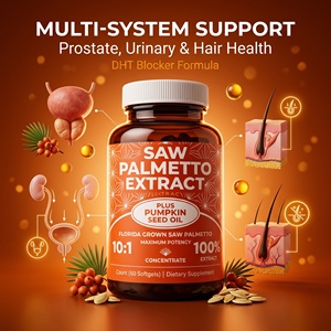 Extracto de Saw Palmetto OEM 10X Potencia, Aceite de Semilla de Calabaza, Salud Prostática, Alivio de la Micción, Crecimiento del Cabello, <span class=keywords><strong>Bloqueador</strong></span> de DHT, 60 Cápsulas Blandas para Adultos - Product Image 2