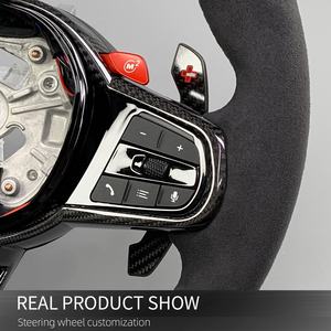 Accesorios Interiores de Coche de Fibra de Carbono Personalizados para <span class=keywords><strong>BMW</strong></span>, Volante Estilo LCI Compatible con G05 G20 G30 G2X G3X G8X F9X 2018-2024 - Product Image 4