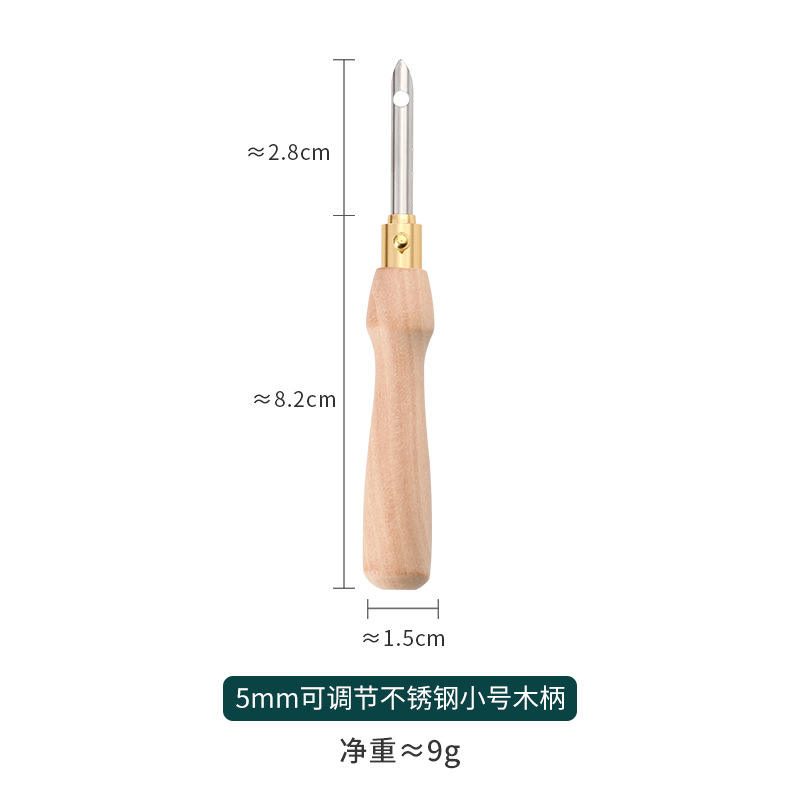5mm réglable en acier inoxydable petit manche en bois