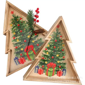 Solid Wood Christmas Tree Storage <b>Box</b> Tree Shape For Holiday Decor <b>Gift</b> Snack Storage - Product Image 3