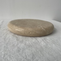 Plateau rond en travertin beige naturel de nouvelle conception, 8 pouces, petite assiette en marbre