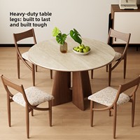 Table à manger de style médiéval, blanche mate, moderne et minimaliste, pour petit appartement, style Wabi-sabi, en bois de noyer massif et dalle de pierre
