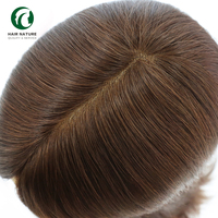 Peluca de Cabello Remy Chino MW46 de 16 Pulgadas y 130% de Densidad, con Frente de Encaje Francés, Línea de Cabello Natural, Sistema de Reemplazo Capilar para Mujeres