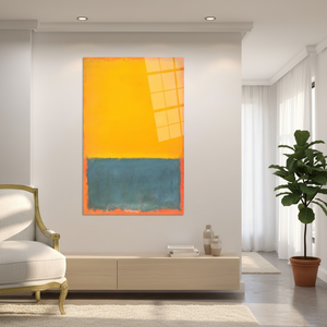 Arte Abstracto Impreso en Lienzo Inspirado en Rothko en Amarillo y Azul Intensos, Arte en Vidrio Templado - Product Image 3